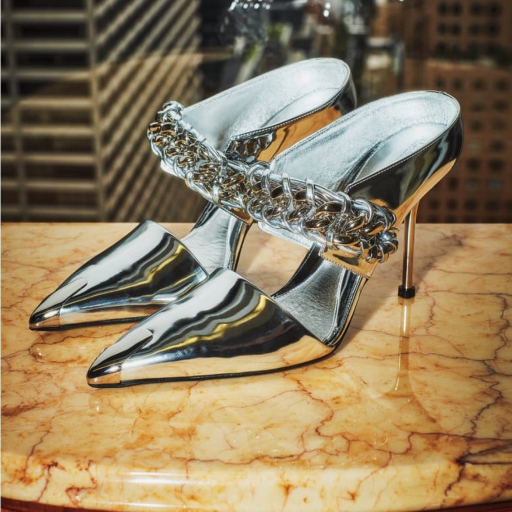 Alexander McQueen Punk Silver Women's Heels- sz 7 - stiletto